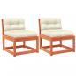 Preview: Gartensofas mit Kissen 2 Stk. Wachsbraun Massivholz Kiefer