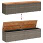 Preview: Gartentruhe Grau 220x50x54 cm Poly Rattan Akazienholz