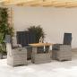 Preview: ARDEBO.de - 4-tlg. Garten-Essgruppe mit Kissen Grau Poly Rattan