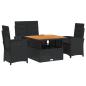 Preview: 4-tlg. Garten-Essgruppe mit Kissen Schwarz Poly Rattan