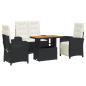 Preview: 4-tlg. Garten-Essgruppe mit Kissen Schwarz Poly Rattan