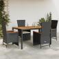 Preview: ARDEBO.de - 5-tlg. Garten-Essgruppe mit Kissen Schwarz Poly Rattan