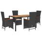 Preview: 5-tlg. Garten-Essgruppe mit Kissen Schwarz Poly Rattan