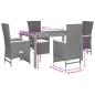 Preview: 5-tlg. Garten-Essgruppe mit Kissen Schwarz Poly Rattan