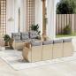 Preview: ARDEBO.de - 8-tlg. Garten-Sofagarnitur mit Kissen Beige Poly Rattan