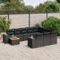 Preview: ARDEBO.de - 11-tlg. Garten-Sofagarnitur mit Kissen Schwarz Poly Rattan