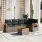 Preview: ARDEBO.de - 6-tlg. Garten-Sofagarnitur mit Kissen Grau Poly Rattan