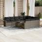 Preview: ARDEBO.de - 11-tlg. Garten-Sofagarnitur mit Kissen Grau Poly Rattan