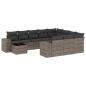 Preview: 11-tlg. Garten-Sofagarnitur mit Kissen Grau Poly Rattan