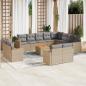 Preview: ARDEBO.de - 13-tlg. Garten-Sofagarnitur mit Kissen Beige Poly Rattan