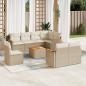 Preview: ARDEBO.de - 9-tlg. Garten-Sofagarnitur mit Kissen Beige Poly Rattan