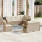 Preview: ARDEBO.de - 8-tlg. Garten-Sofagarnitur mit Kissen Beige Poly Rattan