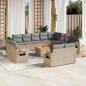 Preview: ARDEBO.de - 13-tlg. Garten-Sofagarnitur mit Kissen Beige Poly Rattan