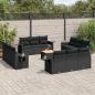 Preview: ARDEBO.de - 13-tlg. Garten-Sofagarnitur mit Kissen Schwarz Poly Rattan