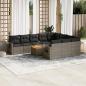 Preview: ARDEBO.de - 11-tlg. Garten-Sofagarnitur mit Kissen Schwarz Poly Rattan
