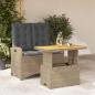Preview: ARDEBO.de - 2-tlg. Garten-Essgruppe mit Kissen Beige Poly Rattan