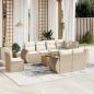 Preview: ARDEBO.de - 9-tlg. Garten-Sofagarnitur mit Kissen Beige Poly Rattan