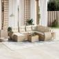 Preview: ARDEBO.de - 8-tlg. Garten-Sofagarnitur mit Kissen Beige Poly Rattan