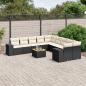 Preview: ARDEBO.de - 11-tlg. Garten-Sofagarnitur mit Kissen Schwarz Poly Rattan