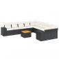 Preview: 11-tlg. Garten-Sofagarnitur mit Kissen Schwarz Poly Rattan