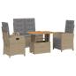 Preview: 4-tlg. Garten-Essgruppe mit Kissen Beige Poly Rattan