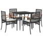 Preview: 5-tlg. Garten-Essgruppe mit Kissen Schwarz Poly Rattan