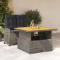 Preview: ARDEBO.de - 2-tlg. Garten-Essgruppe mit Kissen Grau Poly Rattan