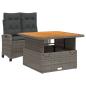 Preview: 2-tlg. Garten-Essgruppe mit Kissen Grau Poly Rattan