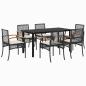 Preview: 7-tlg. Garten-Essgruppe mit Kissen Schwarz Poly Rattan