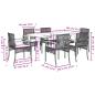 Preview: 7-tlg. Garten-Essgruppe mit Kissen Schwarz Poly Rattan