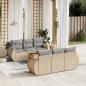 Preview: ARDEBO.de - 7-tlg. Garten-Sofagarnitur mit Kissen Beige Poly Rattan