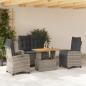 Preview: ARDEBO.de - 4-tlg. Garten-Essgruppe mit Kissen Grau Poly Rattan