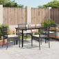 Preview: ARDEBO.de - 5-tlg. Garten-Essgruppe mit Kissen Schwarz Poly Rattan