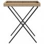 Preview: Tabletttisch Klappbar Beige 65x40x75 cm Poly Rattan