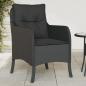 Preview: ARDEBO.de - Gartenstühle mit Kissen 2 Stk. Schwarz Poly Rattan