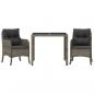 Preview: 3-tlg. Garten-Essgruppe mit Kissen Grau Poly Rattan