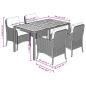 Preview: 5-tlg. Garten-Essgruppe mit Kissen Schwarz Poly Rattan