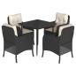 Preview: 5-tlg. Garten-Essgruppe mit Kissen Schwarz Poly Rattan