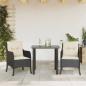 Preview: ARDEBO.de - 3-tlg. Garten-Essgruppe mit Kissen Schwarz Poly Rattan