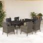 Preview: ARDEBO.de - 7-tlg. Garten-Essgruppe mit Kissen Grau Poly Rattan