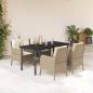 Preview: ARDEBO.de - 5-tlg. Garten-Essgruppe mit Kissen Beige Poly Rattan