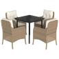 Preview: 5-tlg. Garten-Essgruppe mit Kissen Beige Poly Rattan