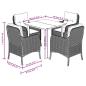 Preview: 5-tlg. Garten-Essgruppe mit Kissen Beige Poly Rattan