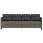 Preview: Sonnenliege mit Kissen Grau Poly Rattan