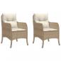 Preview: Gartenstühle mit Kissen 2 Stk. Beige Poly Rattan
