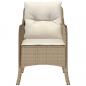 Preview: Gartenstühle mit Kissen 2 Stk. Beige Poly Rattan