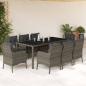 Preview: ARDEBO.de - 9-tlg. Garten-Essgruppe mit Kissen Grau Poly Rattan