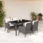 Preview: ARDEBO.de - 5-tlg. Garten-Essgruppe mit Kissen Schwarz Poly Rattan