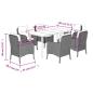 Preview: 7-tlg. Garten-Essgruppe mit Kissen Schwarz Poly Rattan