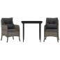 Preview: 3-tlg. Garten-Essgruppe mit Kissen Grau Poly Rattan
